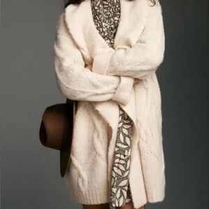 Anthropologie Cream Cable Knit Cardigan